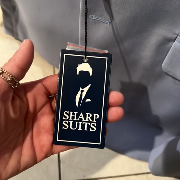 2 piece Sharp Suit,baby blue with light grey hue & baby blue inside jacket lapel - Picture 9 of 12